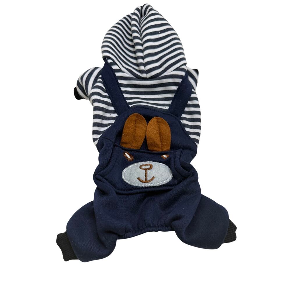 Cute Cartoon bear dog Jumpsuit Small puppies White/Blue